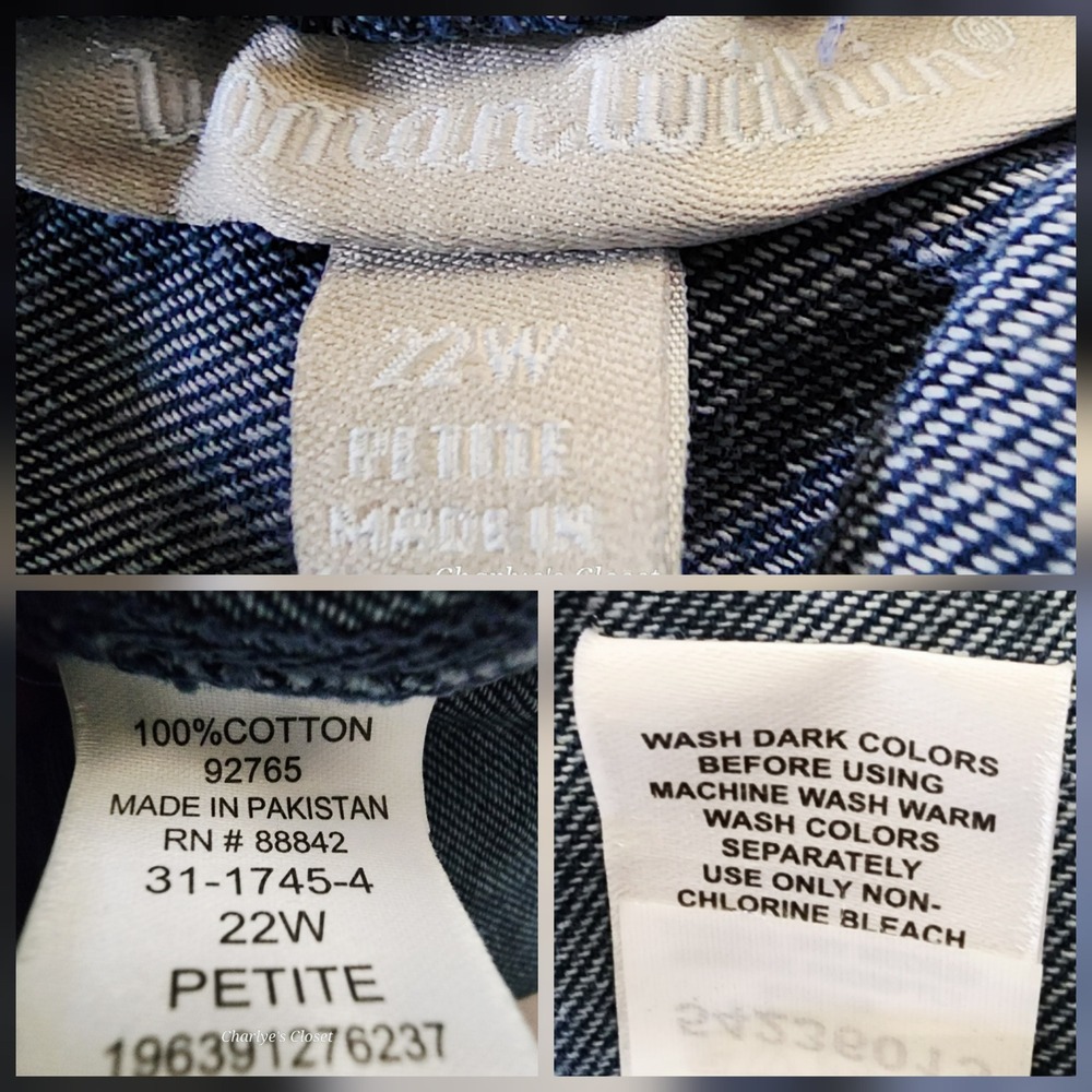 Woman Within Blue Denim Straight Leg‎ Pull-on Jeans Plus Size 22W Petite NWOT - Picture 7 of 7